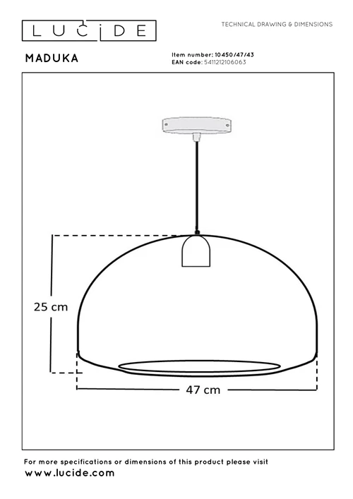 Lucide MADUKA - Hanglamp - 1xE27 - Bruin | Premium - technisch